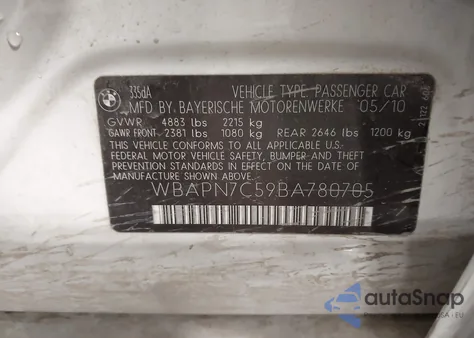 2011 BMW 335D D из США, поврежденный, VIN WBAPN7C59BA780705